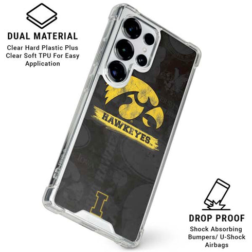 University of Iowa Hawkeyes Distressed Logo Galaxy S25 Ultra Clear Case